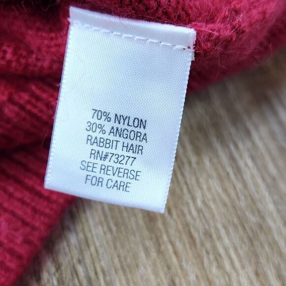 🔹️Apt 9 Burgundy Angora Blend Rhinestone Buttoned Cardigan Sweater Medium - Picture 8 of 9
